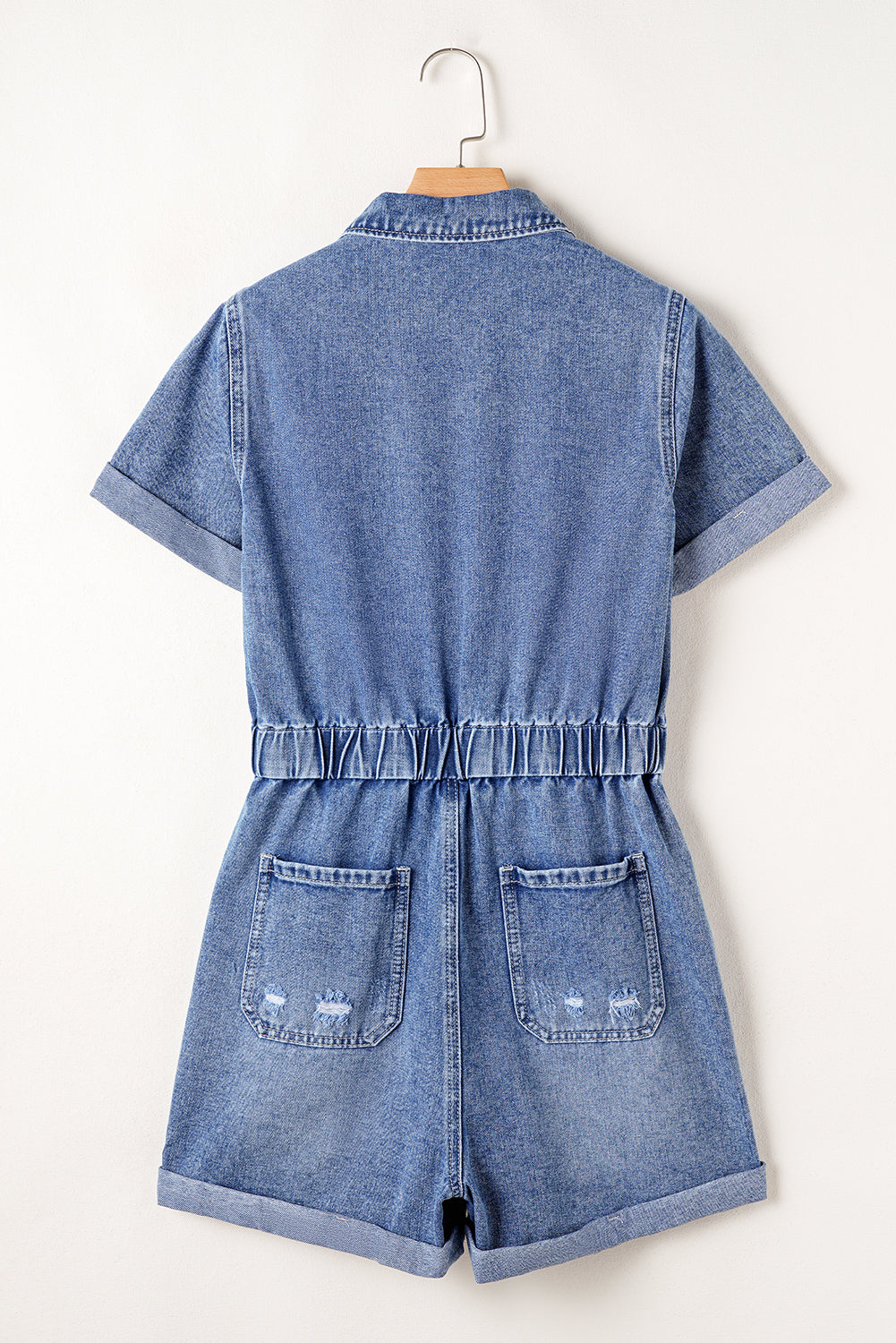 Dusk Blue Denim Short Sleeve Romper