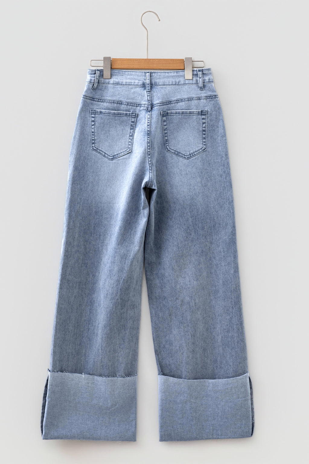Beau Blue Turn-up Cuffs Womens Loose Jeans