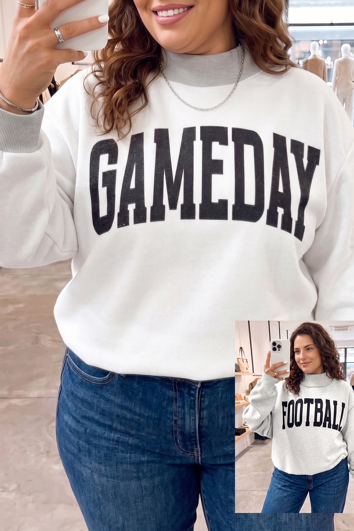 GAME DAY/ FOOTBALL  Reversible Plus Size Sweatshirt