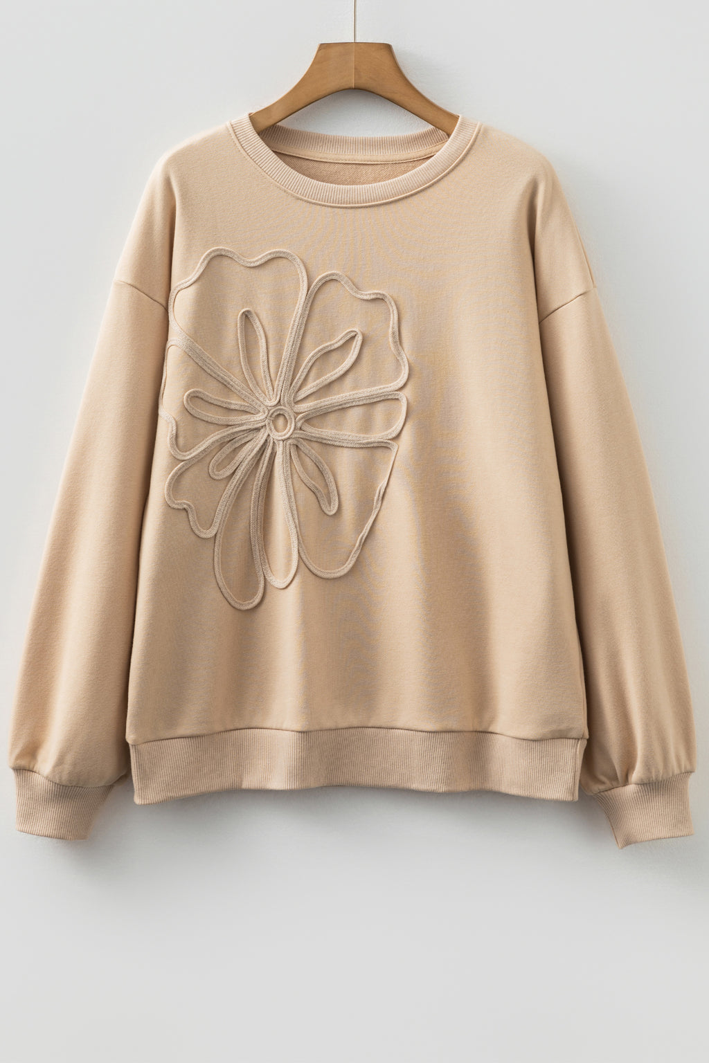 Parchment Embroidered Flower Sweatshirt