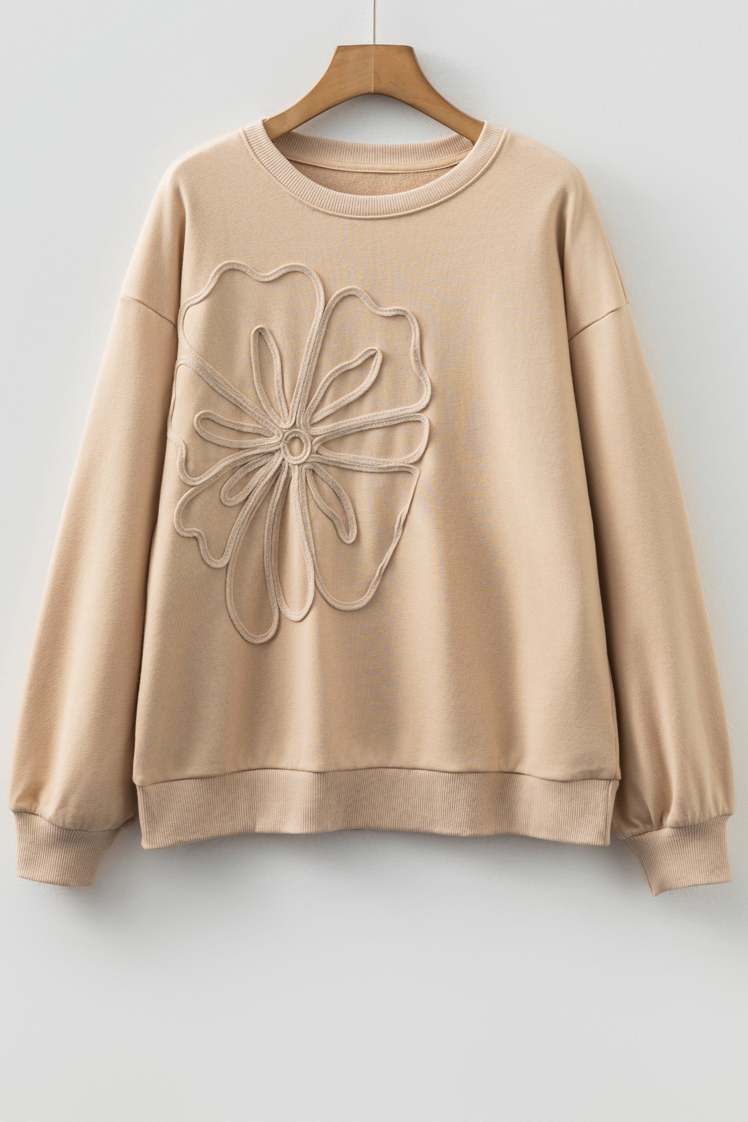 Parchment Embroidered Flower Sweatshirt
