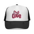 Love Bow Trucker Cap — Pink Embroidered Heart Ribbon Hat