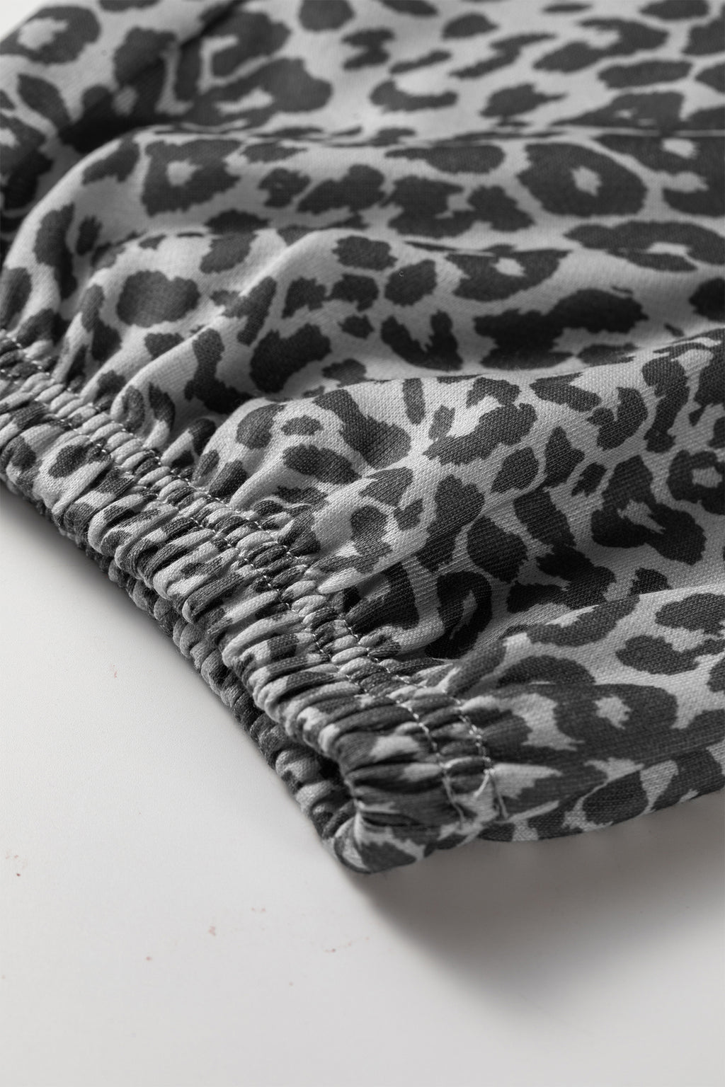 Khaki Leopard Print Star Patched Drawstring Elastic Waist Jogger Pants