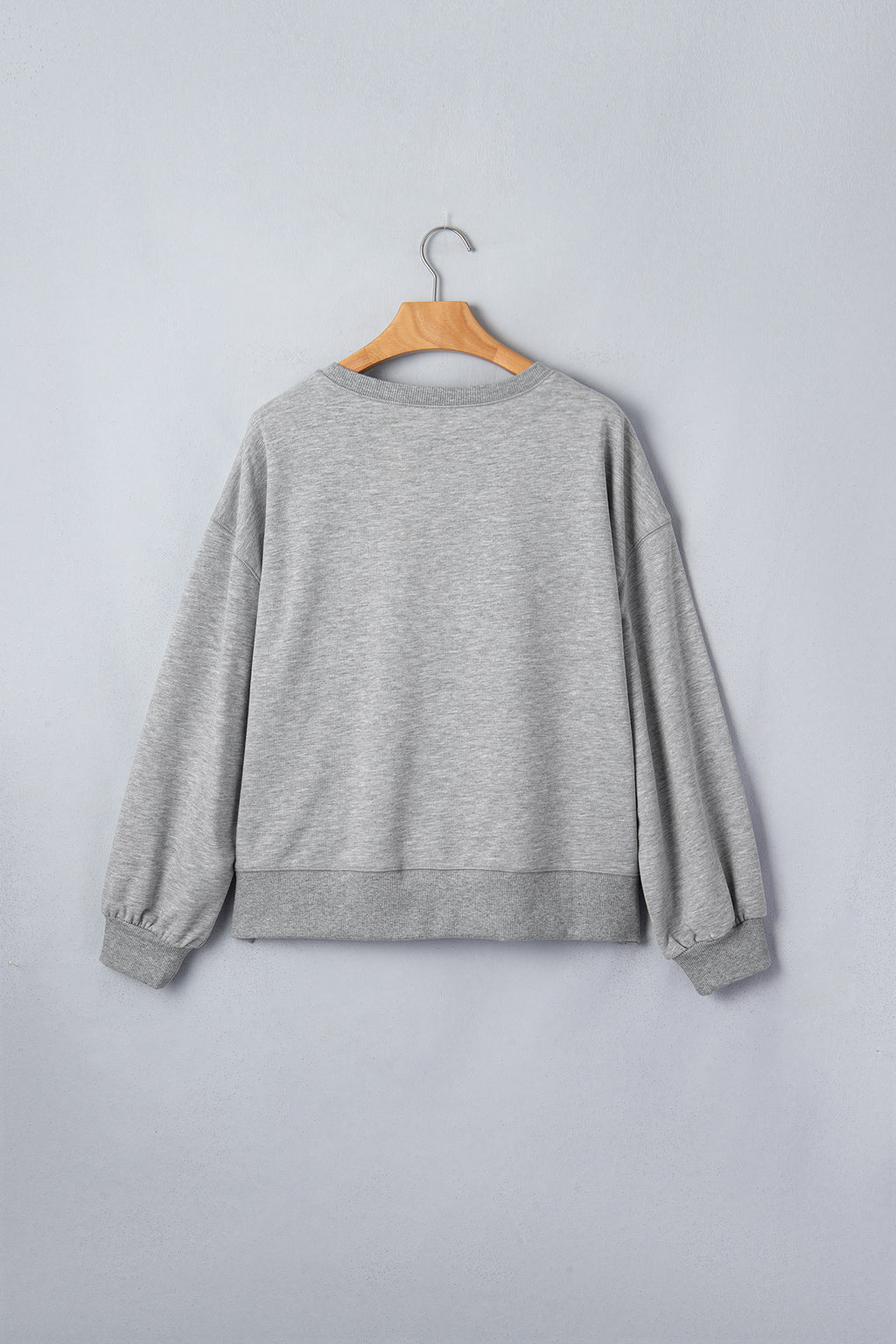 Medium Grey Sequin Western Ghost Print Long Sleeve Round Neck Sweatshirt