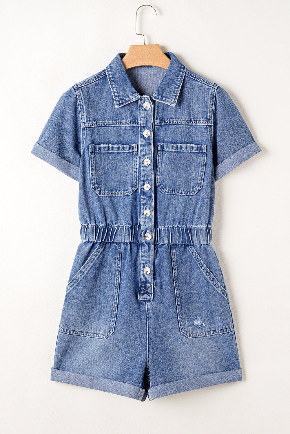 Dusk Blue Denim Short Sleeve Romper