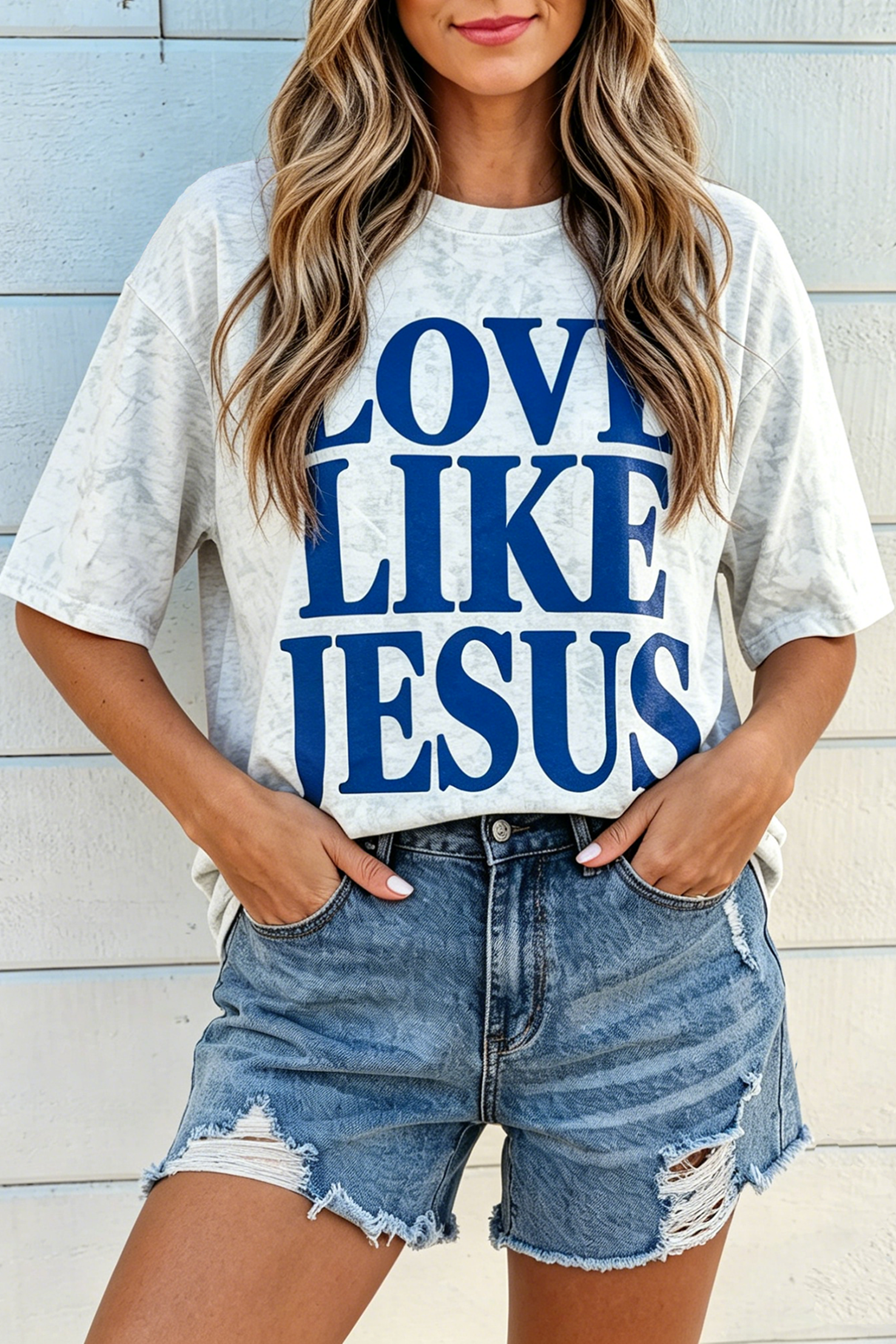 Gray Love Like Jesus Camouflage Oversized T Shirt