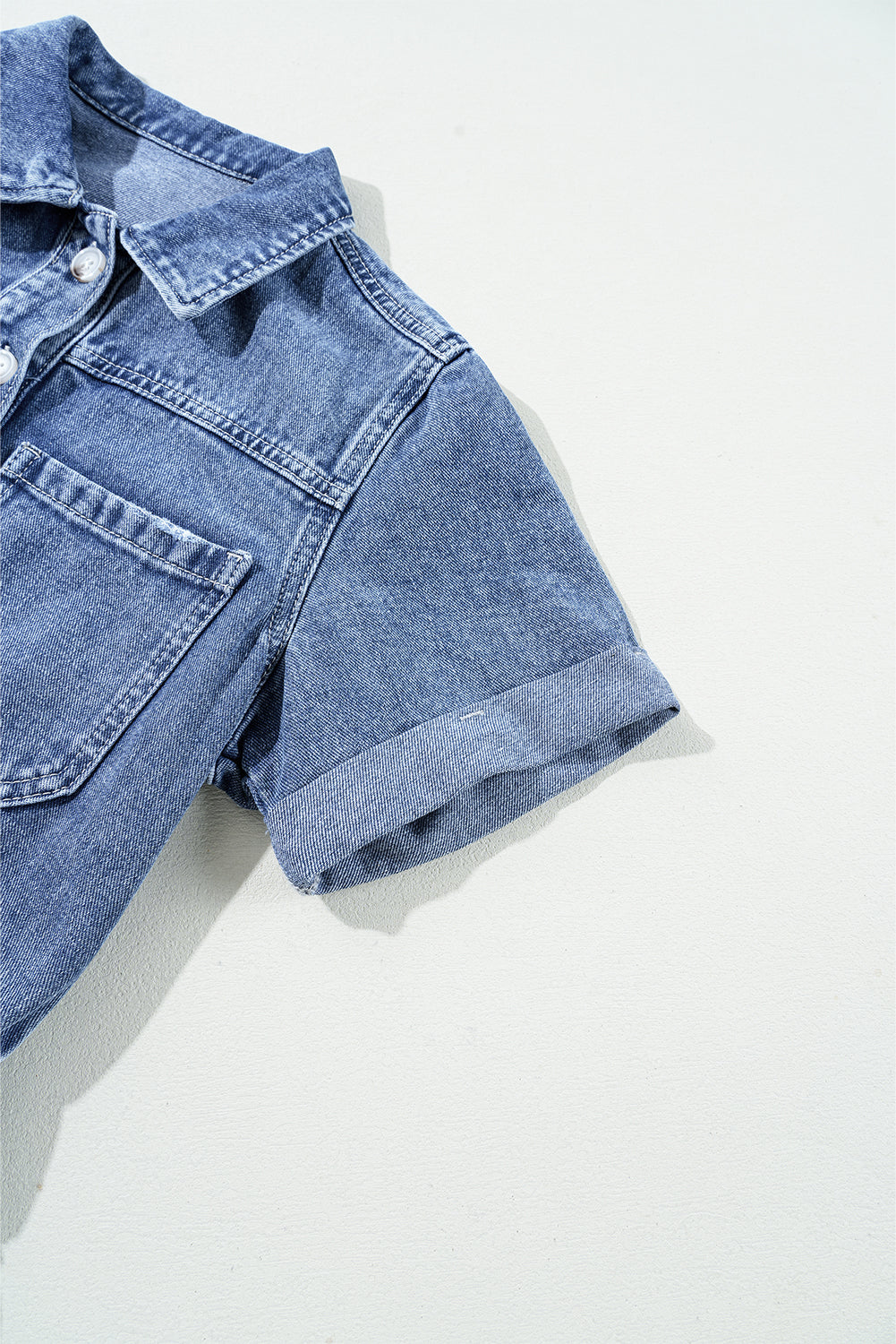 Dusk Blue Denim Short Sleeve Romper