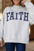 Light Grey High Neck Polka Dot Slogan Printed Baggy Sweatshirt