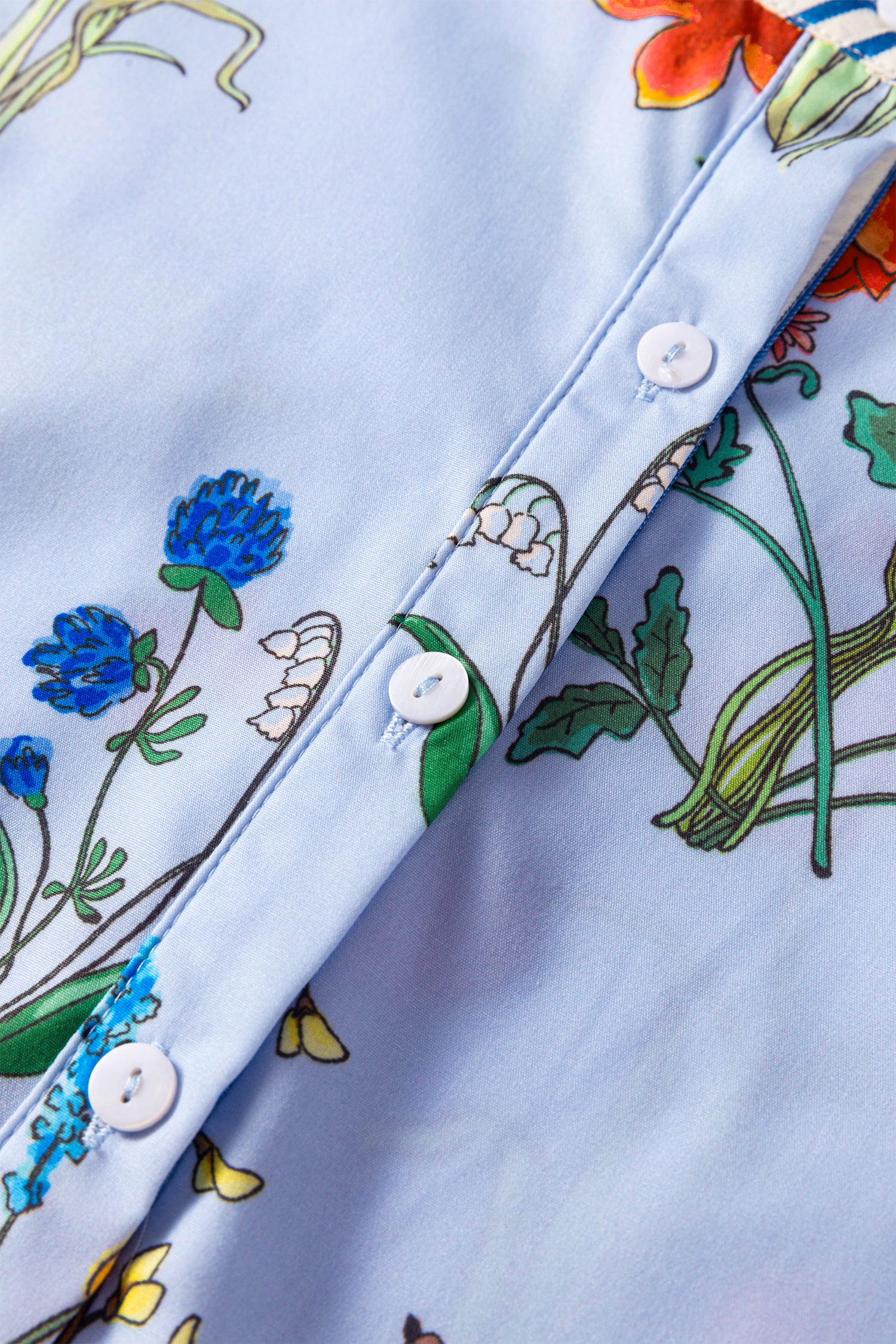 Beige Floral Striped Patchwork Ruffled Collar Short Sleeve Shirt