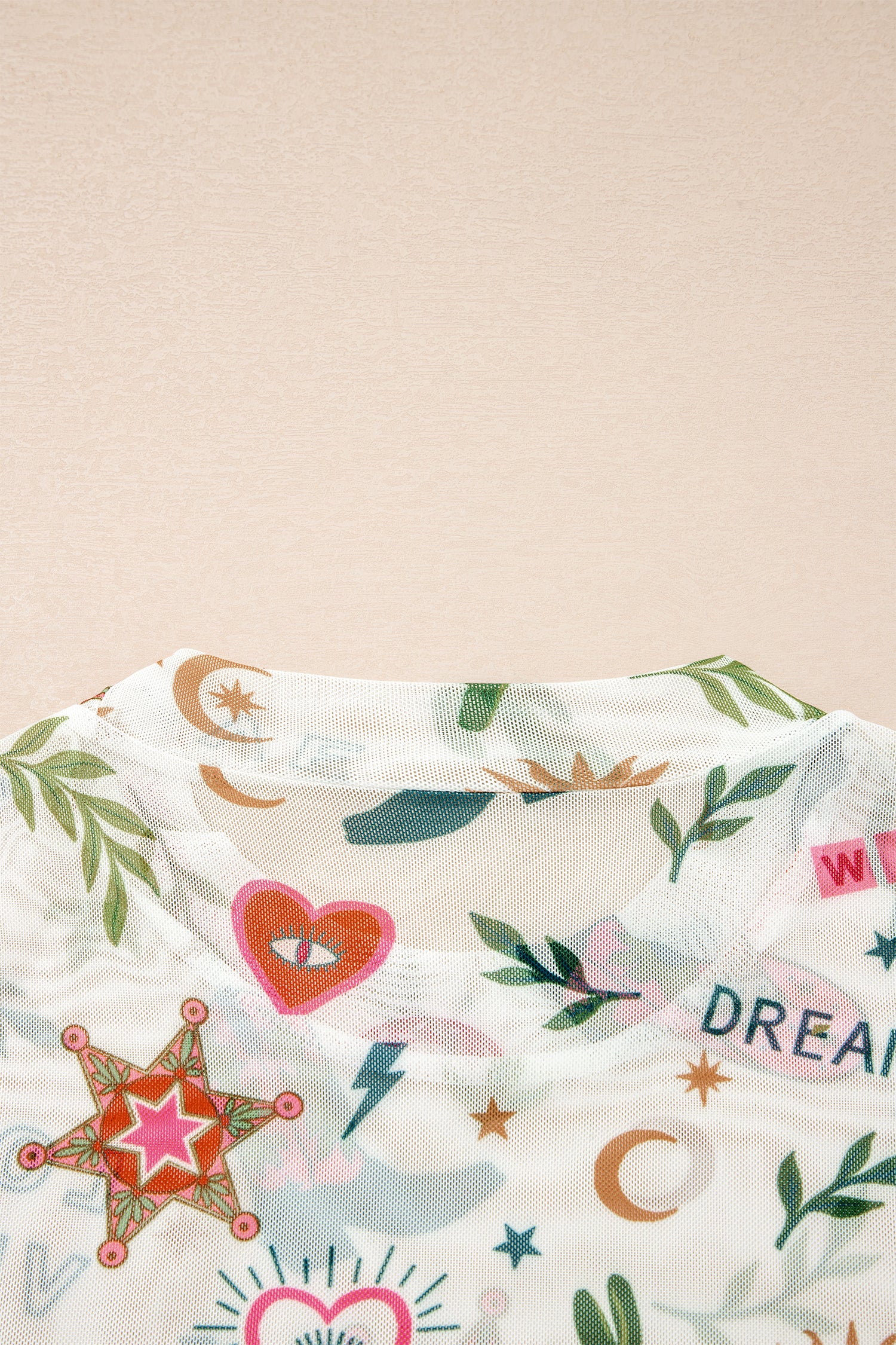 White LOVE WILD DREAMER Western Print Sheer Mesh Top