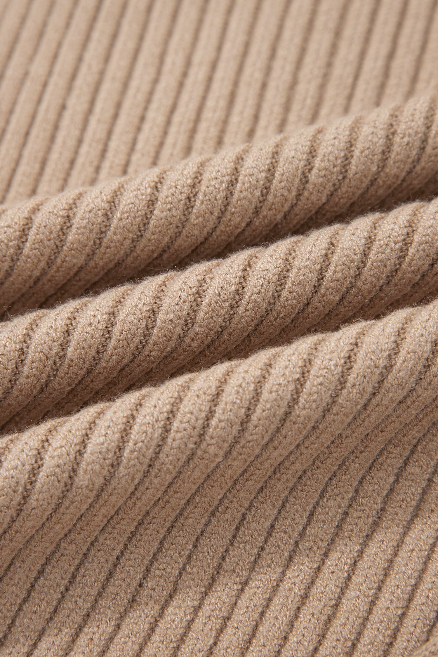 Light French Beige Ribbed Knit Contrast Trim Round Neck Horseshoe Sweater Vest