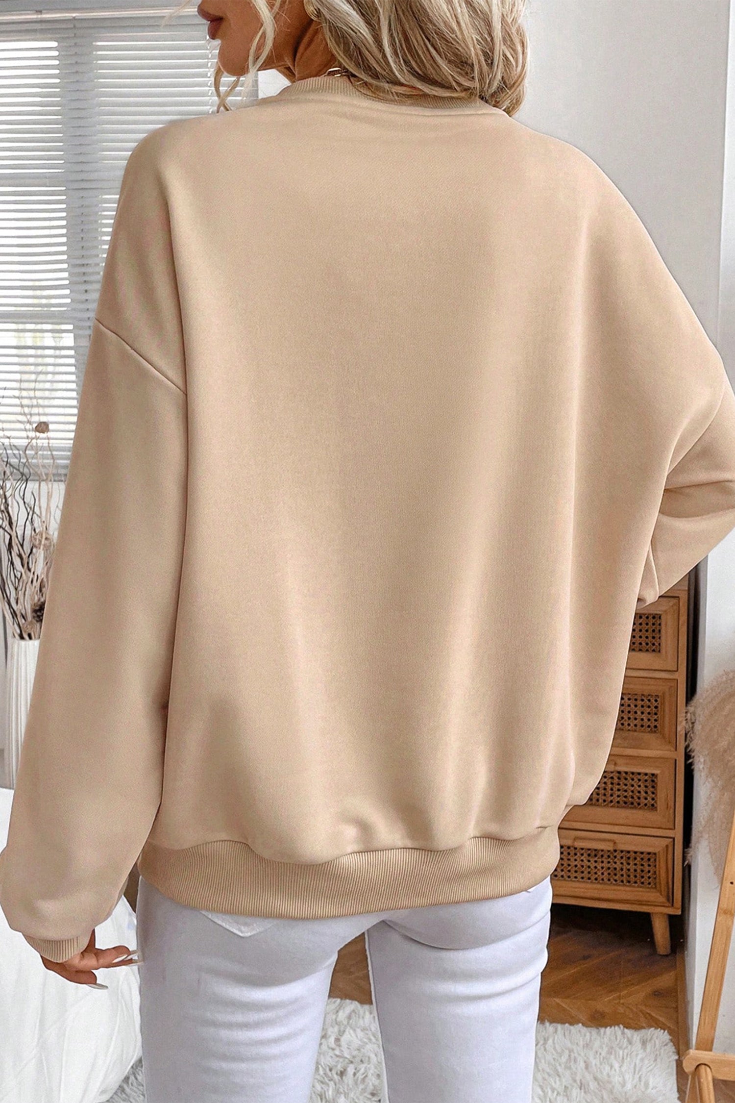 Parchment Embroidered Flower Sweatshirt