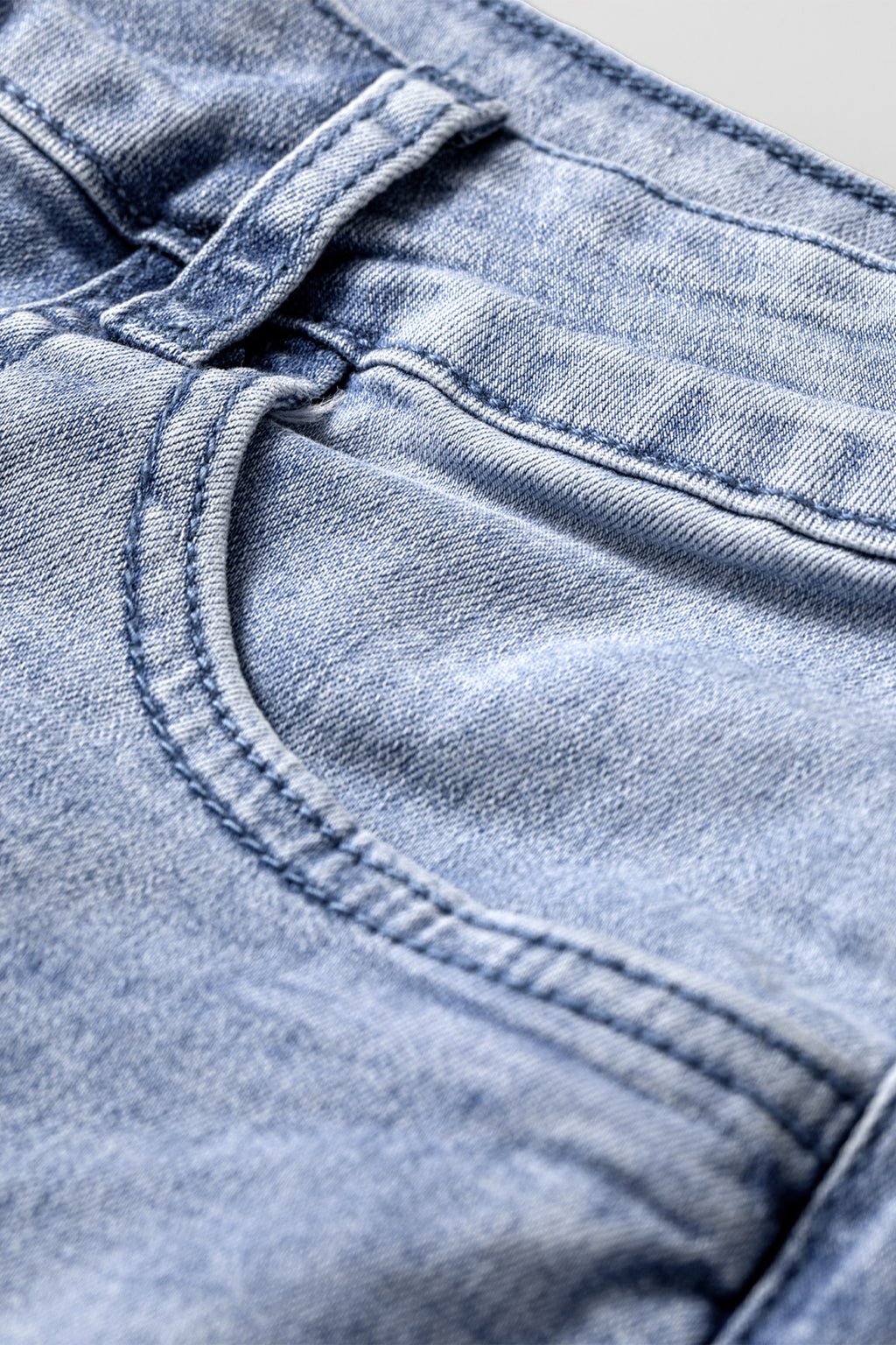 Beau Blue Turn-up Cuffs Womens Loose Jeans