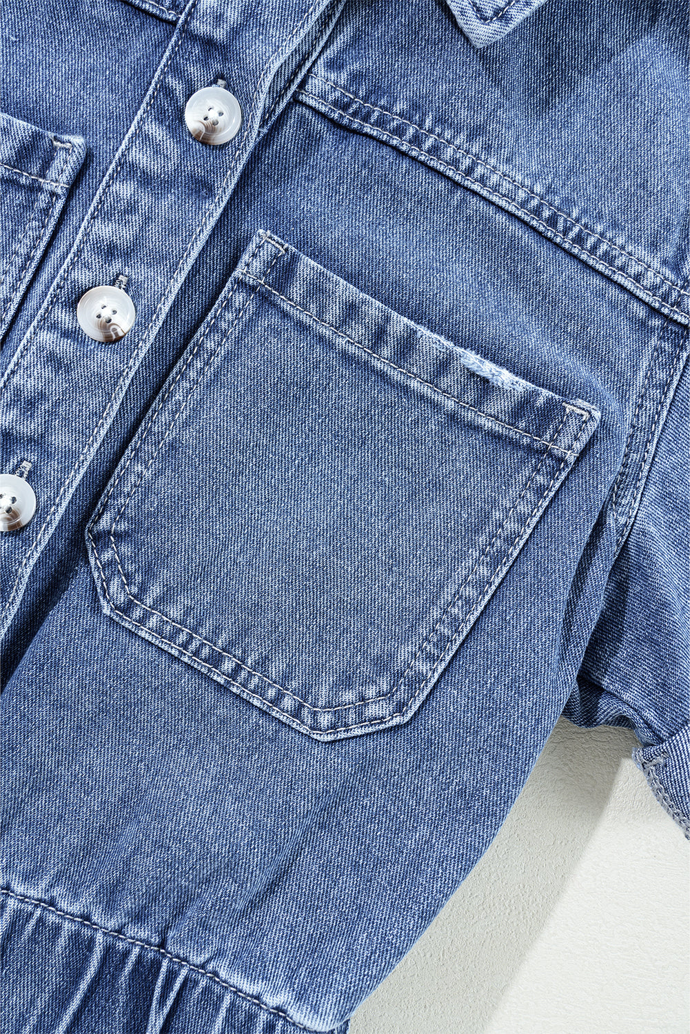 Dusk Blue Denim Short Sleeve Romper